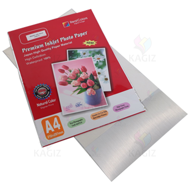 کاغذA4فتوگلاسه120گرم متالایز نقره ای 20برگی